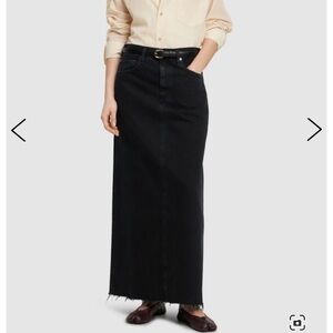 Agolde Hilla Cotton Denim Long Black Maxi Skirt